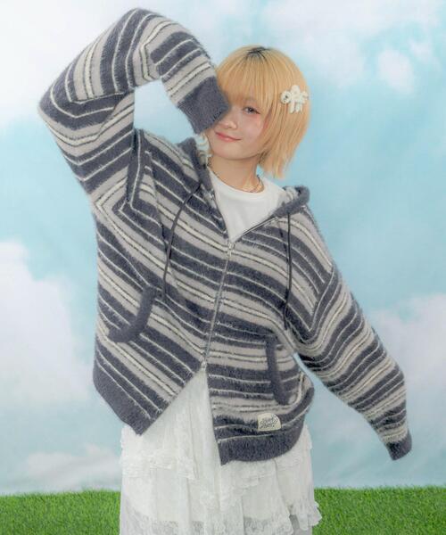 LTR DEPTH（レイターデプス）の「LTR DEPTH/シャギーボーダーニットパーカー（パーカー・レディース・ピンク/ネイビー・LARGE/MEDIUM）」の22枚目の写真