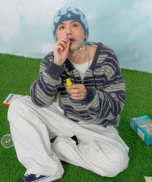 LTR DEPTH（レイターデプス）の「LTR DEPTH/シャギーボーダーニットパーカー（パーカー・レディース・ピンク/ネイビー・LARGE/MEDIUM）」の3枚目の写真