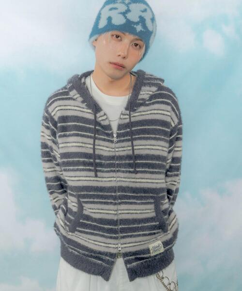 LTR DEPTH（レイターデプス）の「LTR DEPTH/シャギーボーダーニットパーカー（パーカー・レディース・ピンク/ネイビー・LARGE/MEDIUM）」の4枚目の写真