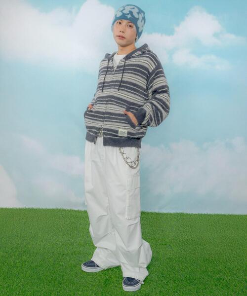 LTR DEPTH（レイターデプス）の「LTR DEPTH/シャギーボーダーニットパーカー（パーカー・レディース・ピンク/ネイビー・LARGE/MEDIUM）」の5枚目の写真