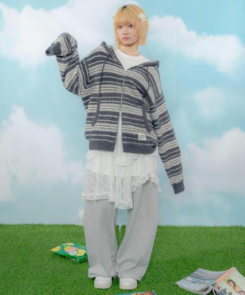 LTR DEPTH（レイターデプス）の「LTR DEPTH/シャギーボーダーニットパーカー（パーカー・レディース・ピンク/ネイビー・LARGE/MEDIUM）」の9枚目の写真