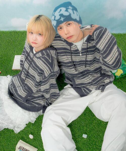 LTR DEPTH（レイターデプス）の「LTR DEPTH/シャギーボーダーニットパーカー（パーカー・レディース・ピンク/ネイビー・LARGE/MEDIUM）」の10枚目の写真