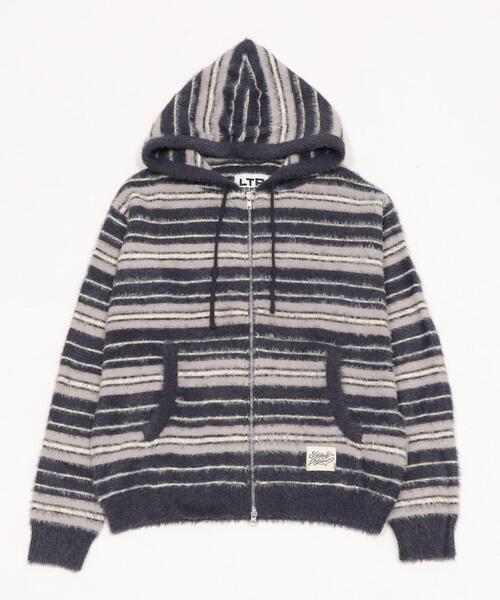 LTR DEPTH（レイターデプス）の「LTR DEPTH/シャギーボーダーニットパーカー（パーカー・レディース・ピンク/ネイビー・LARGE/MEDIUM）」の11枚目の写真