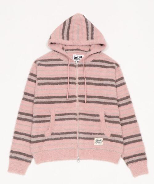 LTR DEPTH（レイターデプス）の「LTR DEPTH/シャギーボーダーニットパーカー（パーカー・レディース・ピンク/ネイビー・LARGE/MEDIUM）」の12枚目の写真