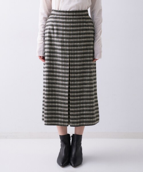 セール】【ふんわり/タイト見え】シャギーチェックスカート（スカート