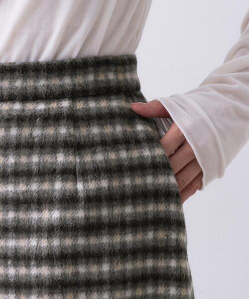 セール】【ふんわり/タイト見え】シャギーチェックスカート（スカート