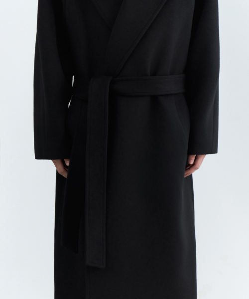 セール】カシミヤブレンドオーバーサイズダブルローブコート[ブラック