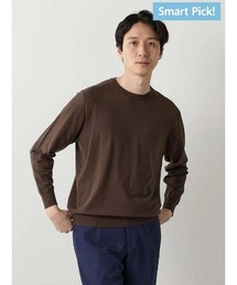 【Smart Pick！】レーヨンブレンド　クルーネック　ベーシックニット　ブラック/ネイビー/ブラウン