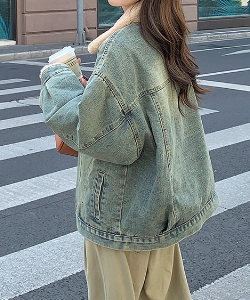 emi+（エミプラス）の「ボアドッキングデニムジャケット（デニムジャケット・レディース・ブルー・FREE）」の3枚目の写真