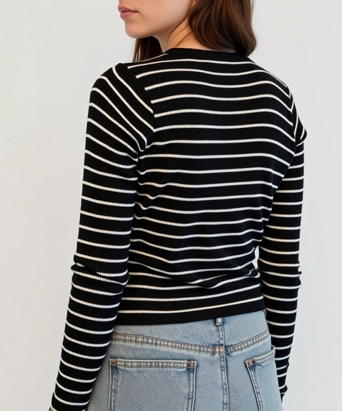 cammie(キャミー)の「リブボーダータイトトップス(その他トップス・レディース・ホワイト×ブラック/ブラック×ホワイト/ブラック×グレー・F)」の14枚目の写真
