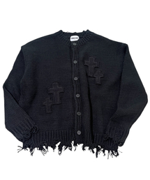 SK8ER ROCK（スケーターロック）の「Cross Destroyed Tassel Knit Cardigan ((black))（カーディガン/ボレロ）」
