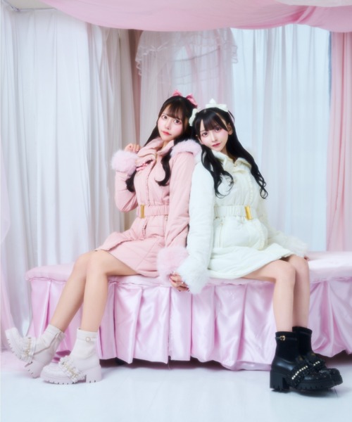 ReAmour（リアムール）の「フリルリボンショートブーツ（ブーツ）」 - WEAR