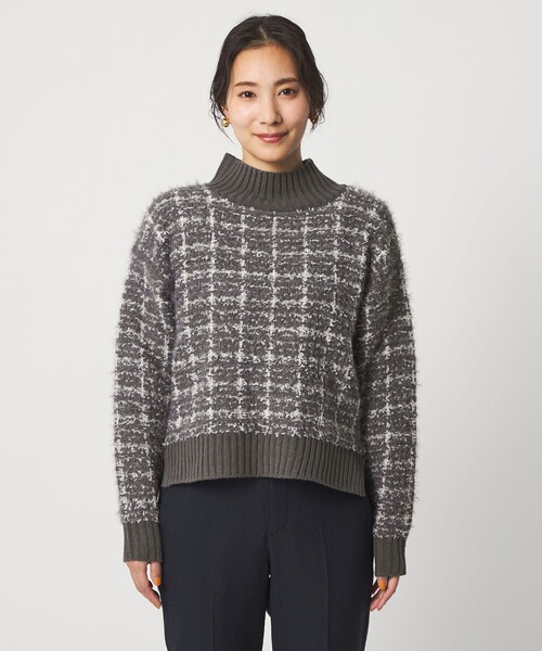 A DAY IN THE LIFE UNITED ARROWS（アデイインザライフユナイテッドアローズ）の「フェザー×テープヤーン ツイードライク ハイネックニット ＜A DAY IN THE LIFE＞（ニット/セーター・レディース・オフホワイト/グレー系/ネイビー・FREE）」の6枚目の写真
