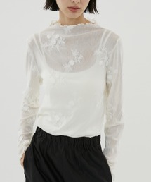 FUULLY STUDIO（フーリィーステューディオ）の「フラワージャガードシアーハイネックプルオーバー（その他トップス）」