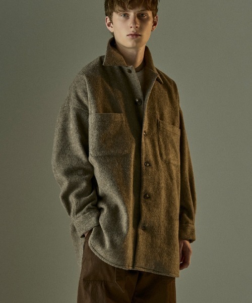 Toironier(トワロニエ)の「Toironier/トワロニエ/WOOL OVER SHIRTS(シャツ/ブラウス・メンズ・ブラック/モカ・F)」の6枚目の写真