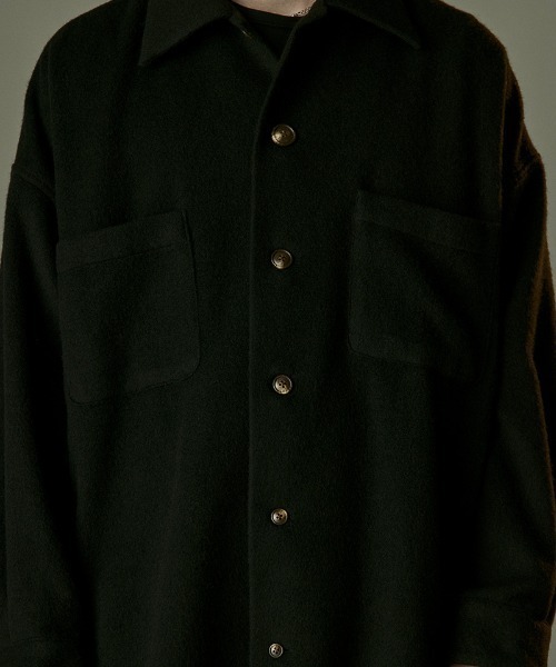 Toironier(トワロニエ)の「Toironier/トワロニエ/WOOL OVER SHIRTS(シャツ/ブラウス・メンズ・ブラック/モカ・F)」の8枚目の写真