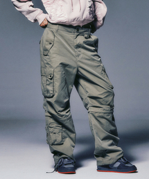 ZIPPER CUT CARGO POCKET PANTS KHAKI