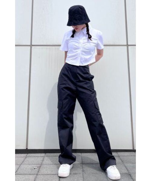 KOLEAT（コレット）の「レディース シャーリングクロップ半袖シャツ [ホワイト]（シャツ/ブラウス・レディース・その他・FREE）」の7枚目の写真