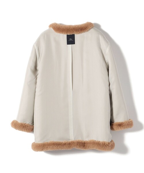 SHIPS（シップス）の「SHIPS Primary Navy Label:フェイク ファー ノーカラー ハーフ コート（ノーカラーコート・レディース・ベージュ系その他/ネイビー・ONE SIZE）」の5枚目の写真