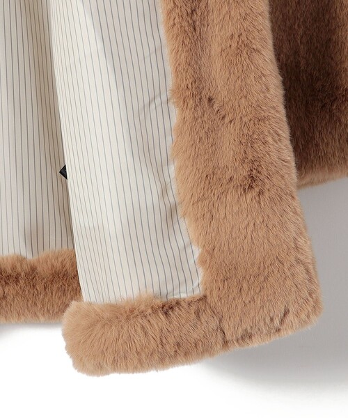 SHIPS（シップス）の「SHIPS Primary Navy Label:フェイク ファー ノーカラー ハーフ コート（ノーカラーコート・レディース・ベージュ系その他/ネイビー・ONE SIZE）」の8枚目の写真