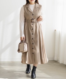 CLETTE（クレット）の「CLETTEオリジナルサイドプリーツジレワンピース（ワンピース）」