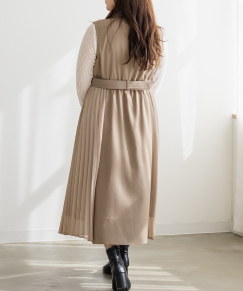CLETTE（クレット）の「CLETTEオリジナルサイドプリーツジレワンピース（ワンピース・レディース・ブラウン/ブラック/ベージュ・3L/LL/4L）」の12枚目の写真
