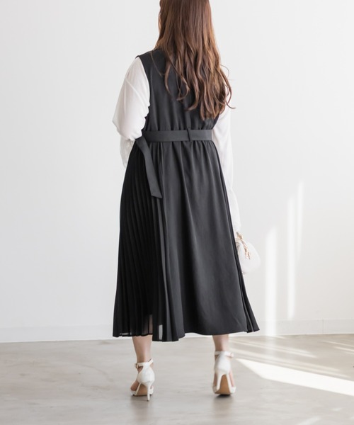 CLETTE（クレット）の「CLETTEオリジナルサイドプリーツジレワンピース（ワンピース・レディース・ブラウン/ブラック/ベージュ・3L/LL/4L）」の6枚目の写真