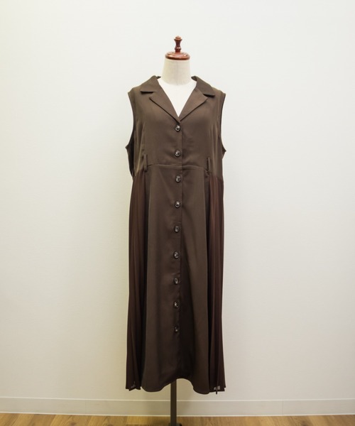 CLETTE（クレット）の「CLETTEオリジナルサイドプリーツジレワンピース（ワンピース・レディース・ブラウン/ブラック/ベージュ・3L/LL/4L）」の13枚目の写真