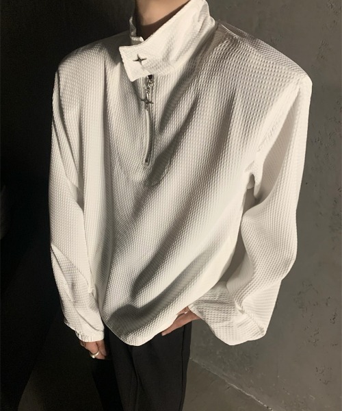 lilful(リルフル)の「【26年春夏新作】グリッターチャームハーフジップワッフルロンT(Tシャツ/カットソー・メンズ・ホワイト/ブラック・M/L)」の3枚目の写真