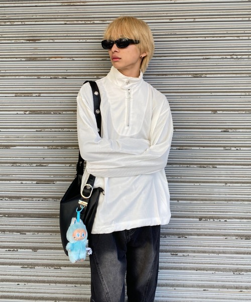 lilful(リルフル)の「【26年春夏新作】グリッターチャームハーフジップワッフルロンT(Tシャツ/カットソー・メンズ・ホワイト/ブラック・M/L)」の7枚目の写真
