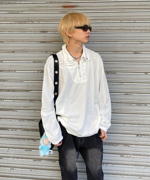 lilful(リルフル)の「【26年春夏新作】グリッターチャームハーフジップワッフルロンT(Tシャツ/カットソー・メンズ・ホワイト/ブラック・M/L)」の9枚目の写真