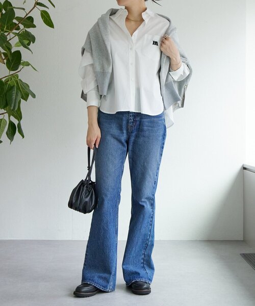 BEARDSLEY（ビアズリー）の「刺繍入りショートシャツ（シャツ/ブラウス・レディース・ブルー/ホワイト・FREE）」の4枚目の写真