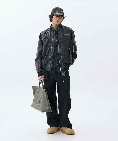 ECORR(エコル)の「コットンワイドカーゴパンツ_ブラック(その他パンツ・メンズ・その他・3(XL)/1(M)/2(L))」の4枚目の写真