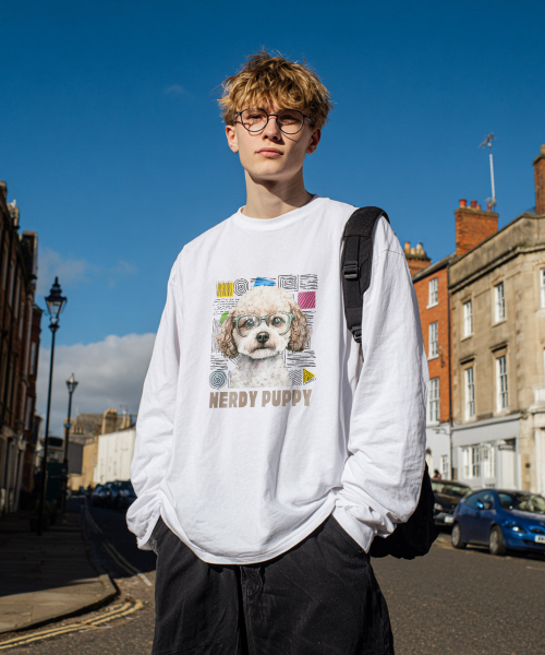 OHP（ワンハンドレッドパーセント）の「OHPxGOODD ナードドッグ ベーシック 長袖Tシャツ（Tシャツ/カットソー・メンズ・ホワイト/ブラック・MEDIUM/LARGE/X-LARGE/XX-LARGE）」の3枚目の写真