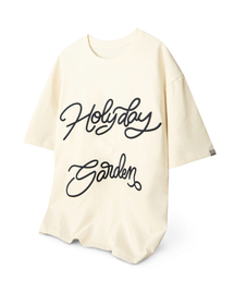 ロゴホリデー刺繍ハーフTシャツクリーム
