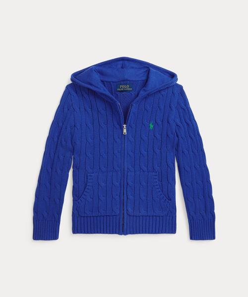 POLO RALPH LAUREN CHILDRENSWEAR(ポロ ラルフ ローレン チルドレンズウェア)の「ケーブル コットン フーデッド フルジップ セーター(その他アウター・キッズ・ブルー系1・4/3/7/6)」の1枚目の写真