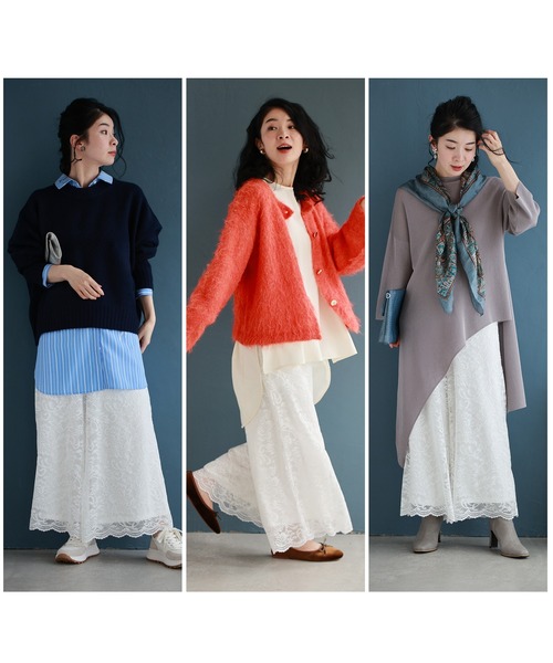 cawaii(カワイイ)の「見せて可愛い 裏起毛レースペチパンツ(その他パンツ・レディース・ブラック/ホワイト・S-M/L-XL)」の15枚目の写真