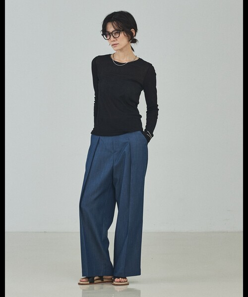 qualite（カリテ）の「シアーテレコロングスリーブT/春服/夏服/重ね着/レイヤード/シアー（Tシャツ/カットソー・レディース・オフホワイト/ブラック/ライトグレー・フリー）」の9枚目の写真