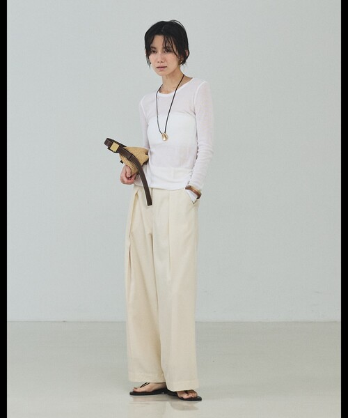 qualite（カリテ）の「シアーテレコロングスリーブT/春服/夏服/重ね着/レイヤード/シアー（Tシャツ/カットソー・レディース・オフホワイト/ブラック/ライトグレー・フリー）」の11枚目の写真