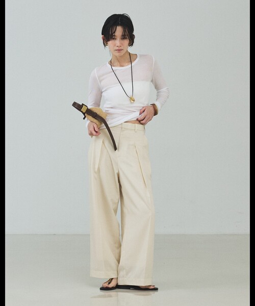 qualite（カリテ）の「シアーテレコロングスリーブT/春服/夏服/重ね着/レイヤード/シアー（Tシャツ/カットソー・レディース・オフホワイト/ブラック/ライトグレー・フリー）」の12枚目の写真