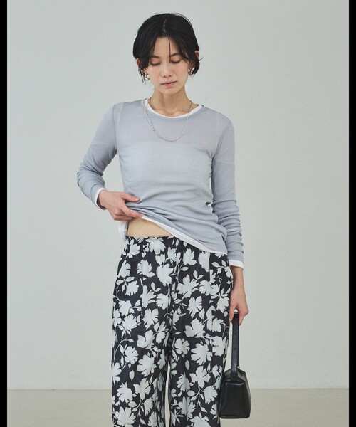 qualite（カリテ）の「シアーテレコロングスリーブT/春服/夏服/重ね着/レイヤード/シアー（Tシャツ/カットソー・レディース・オフホワイト/ブラック/ライトグレー・フリー）」の19枚目の写真