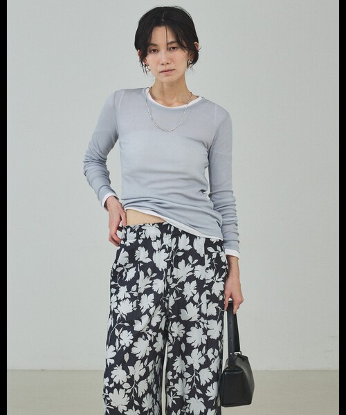 qualite（カリテ）の「シアーテレコロングスリーブT/春服/夏服/重ね着/レイヤード/シアー（Tシャツ/カットソー・レディース・オフホワイト/ブラック/ライトグレー・フリー）」の20枚目の写真