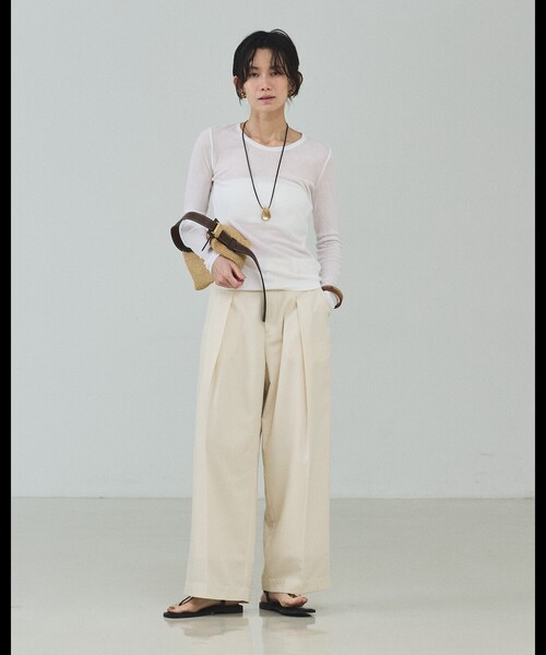 qualite(カリテ)の「シアーテレコロングスリーブT/春服/夏服/重ね着/レイヤード/シアー(Tシャツ/カットソー・レディース・オフホワイト/ブラック/ライトグレー・フリー)」の7枚目の写真