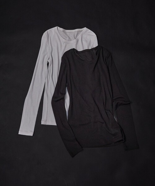 qualite(カリテ)の「シアーテレコロングスリーブT/春服/夏服/重ね着/レイヤード/シアー(Tシャツ/カットソー・レディース・オフホワイト/ブラック/ライトグレー・フリー)」の11枚目の写真