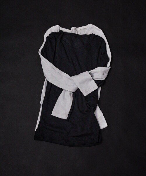 qualite(カリテ)の「シアーテレコロングスリーブT/春服/夏服/重ね着/レイヤード/シアー(Tシャツ/カットソー・レディース・オフホワイト/ブラック/ライトグレー・フリー)」の12枚目の写真