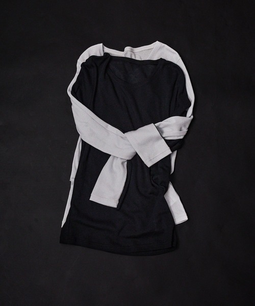 qualite(カリテ)の「シアーテレコロングスリーブT/春服/夏服/重ね着/レイヤード/シアー(Tシャツ/カットソー・レディース・オフホワイト/ブラック/ライトグレー・フリー)」の4枚目の写真
