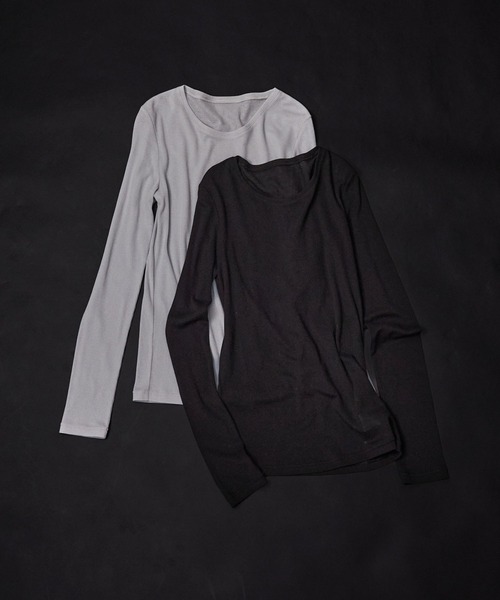 qualite(カリテ)の「シアーテレコロングスリーブT/春服/夏服/重ね着/レイヤード/シアー(Tシャツ/カットソー・レディース・オフホワイト/ブラック/ライトグレー・フリー)」の5枚目の写真