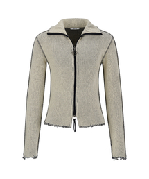 LECYTO（レシト）の「Destroyed Lip Knit Zip-Up_[Ivory]（カーディガン/ボレロ）」