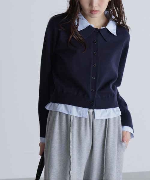 FREE'S MART（フリーズマート）の「シャツフェイクレイヤードポロカーディガンⅡ（ニット/セーター・レディース・ネイビー/ブラウン/グレー・FREE）」の13枚目の写真