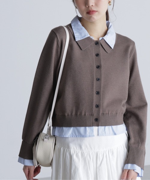 FREE'S MART（フリーズマート）の「シャツフェイクレイヤードポロカーディガンⅡ（ニット/セーター・レディース・ネイビー/ブラウン/グレー・FREE）」の21枚目の写真